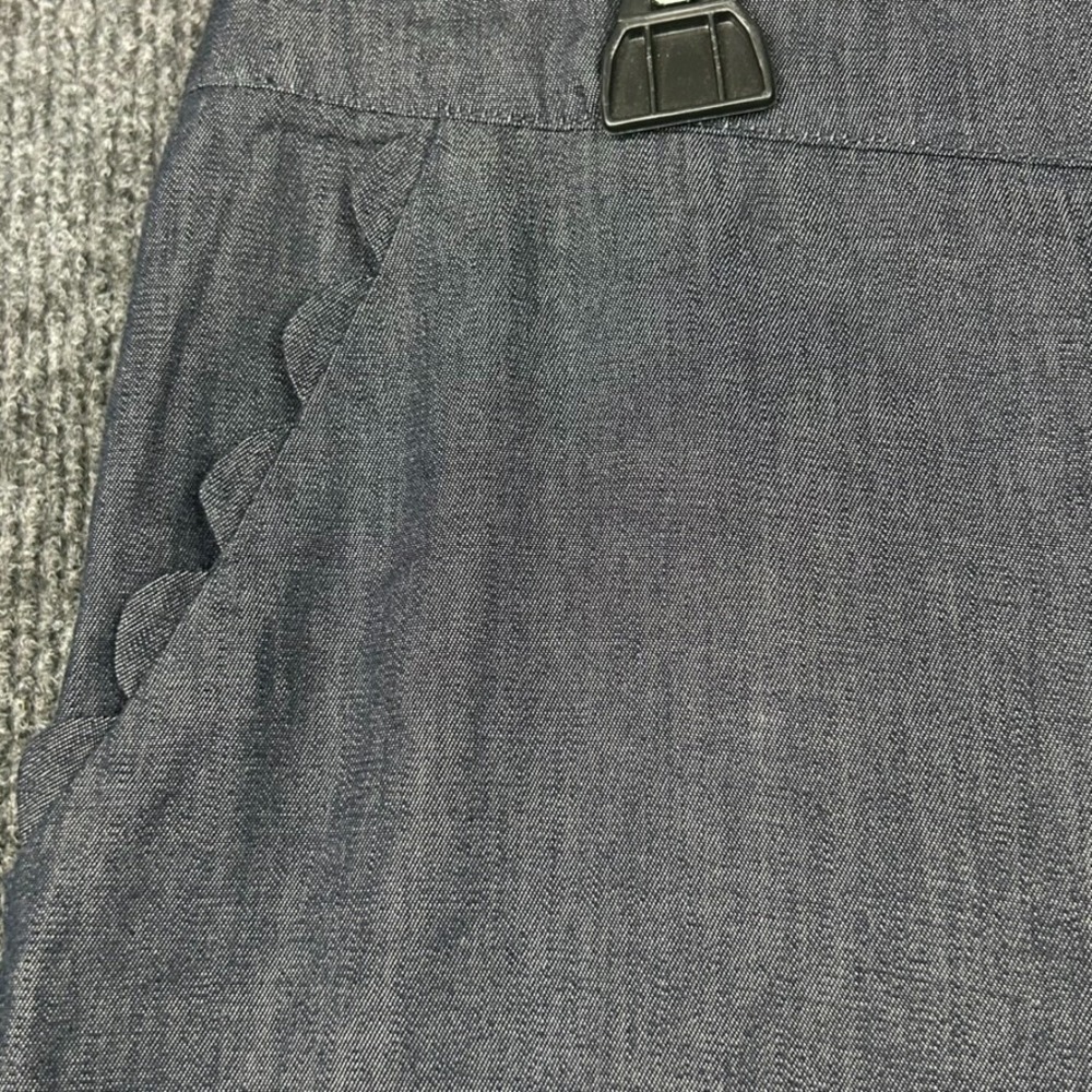 Kika Vargas Women's Crop Dress Pants Wide Leg Dark Blue Chambray Size 12 - Picture 3 of 14
